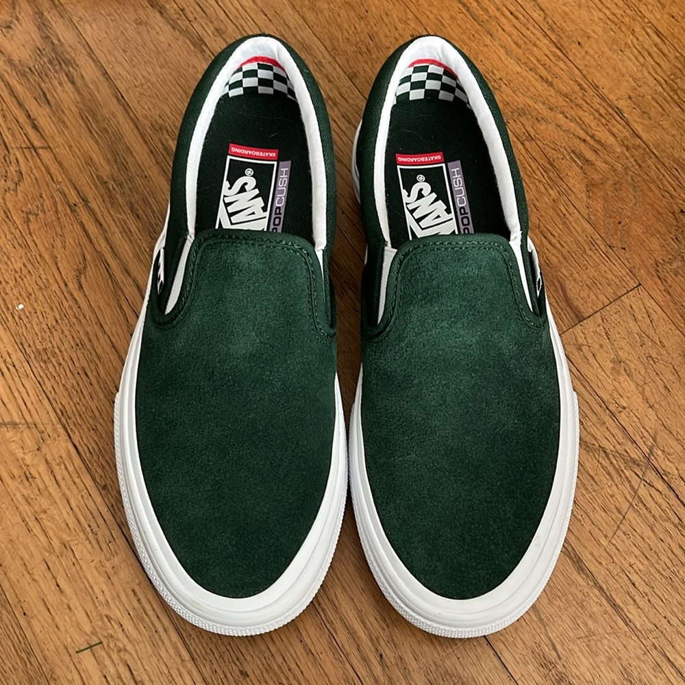 NWB VANS Wrapped Green/White Skate Slip On
